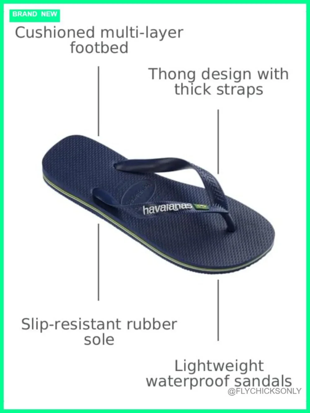 Rubber Sole Flip Flops with Contrast Stripes